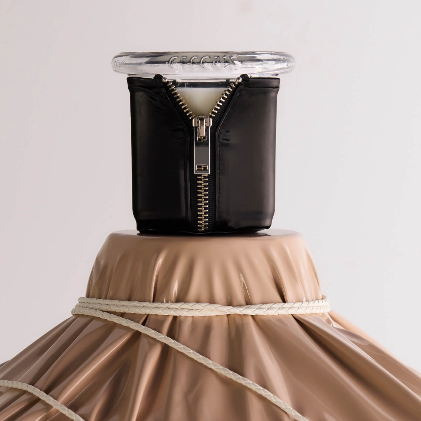 Circus candle styled on vinyl pedestal 