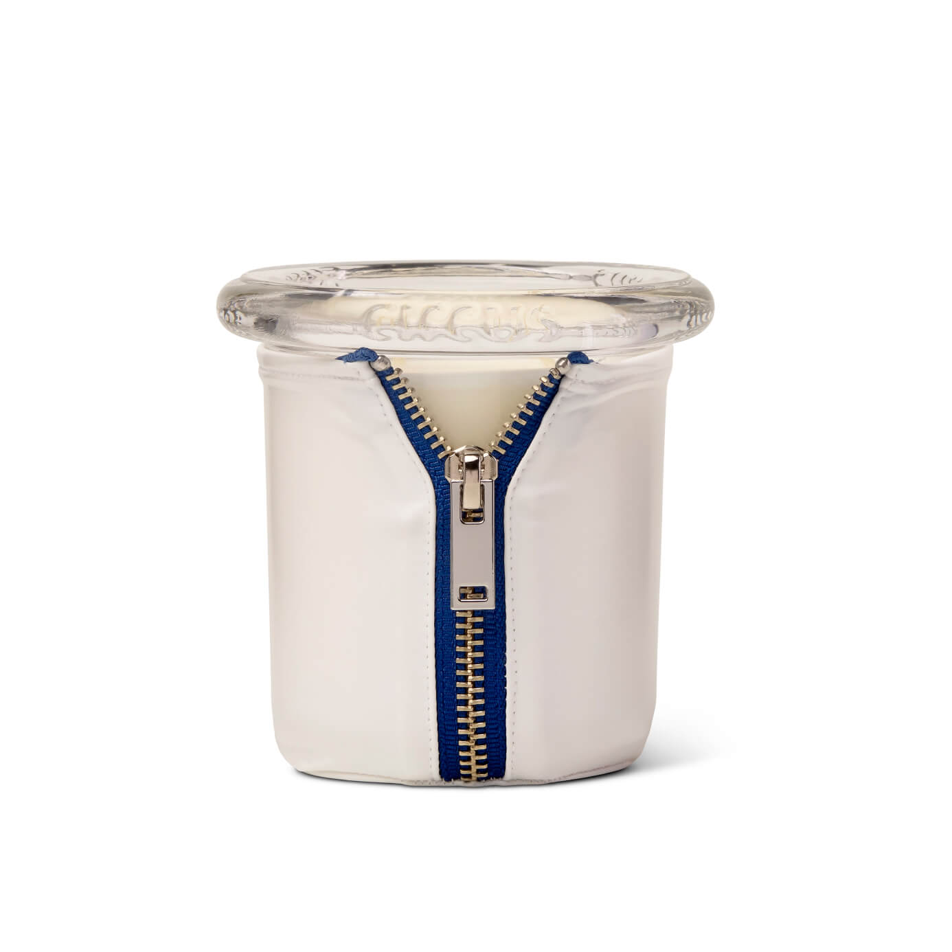 Bound candle in navy and white vinyl wrap – best smelling luxury scented candle by Circus