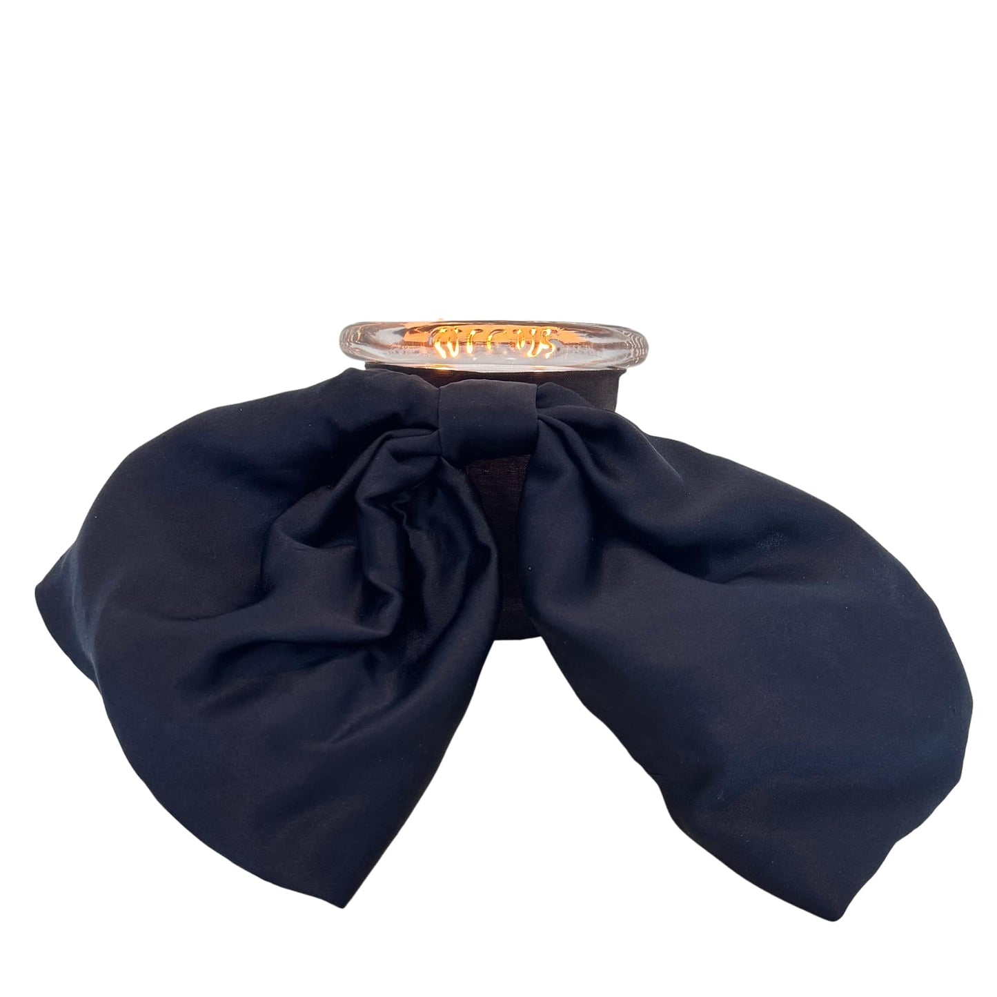 Bow Baby candle in black and navy silk bow– best smelling luxury scented candle by Circus