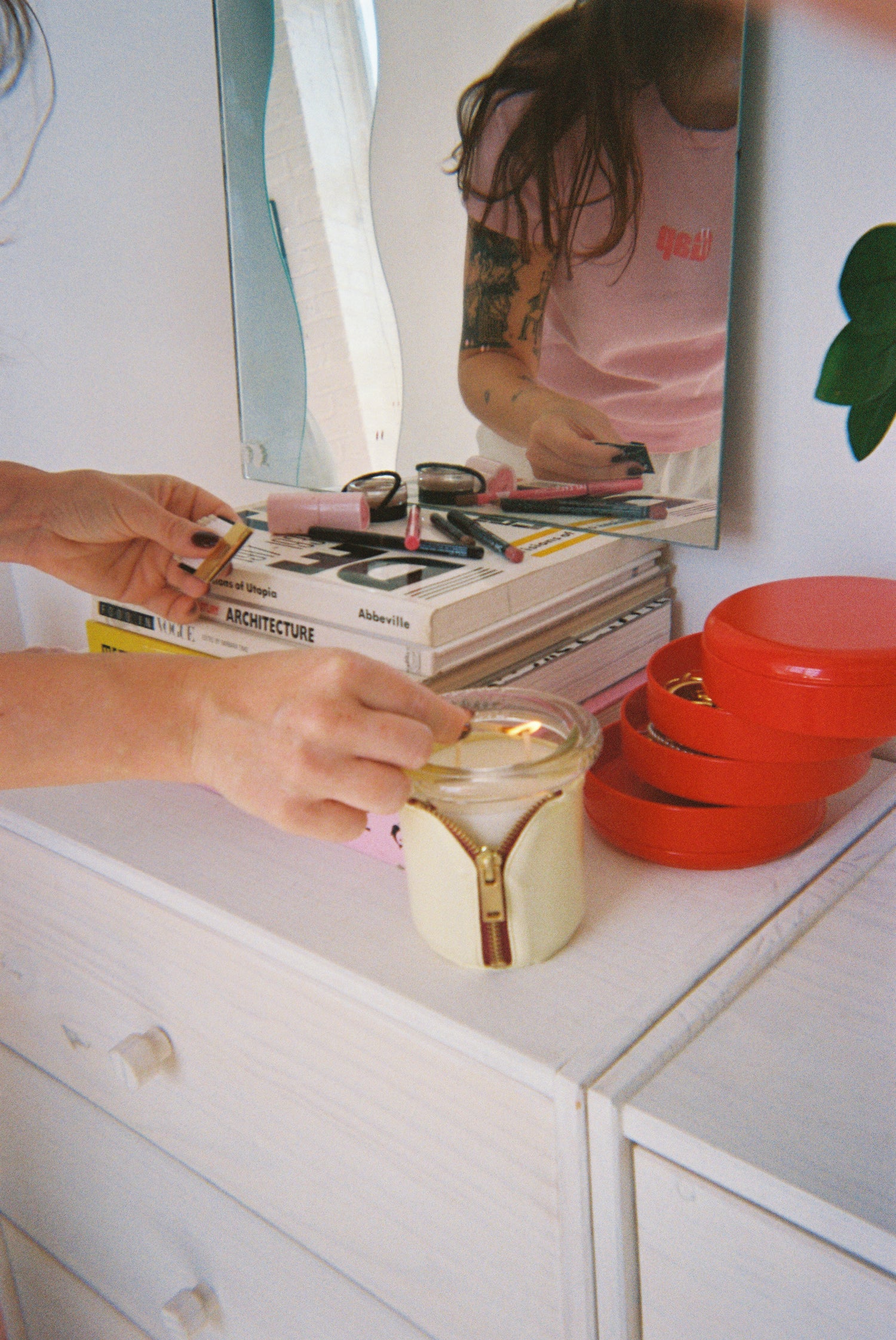 sophie colle lights circus bound candle at her brooklyn loft / studio 